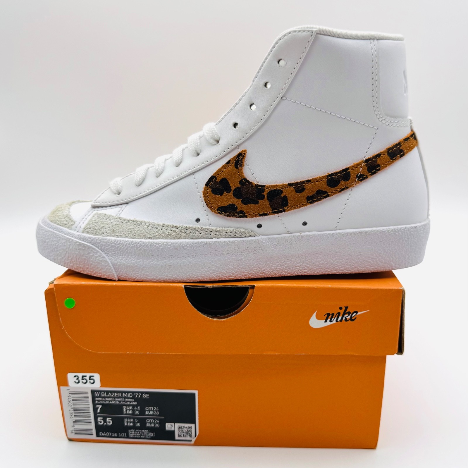 Nike Blazer ’77 Mid Leopard White DA8736-101 Women’s Size 7 NEW