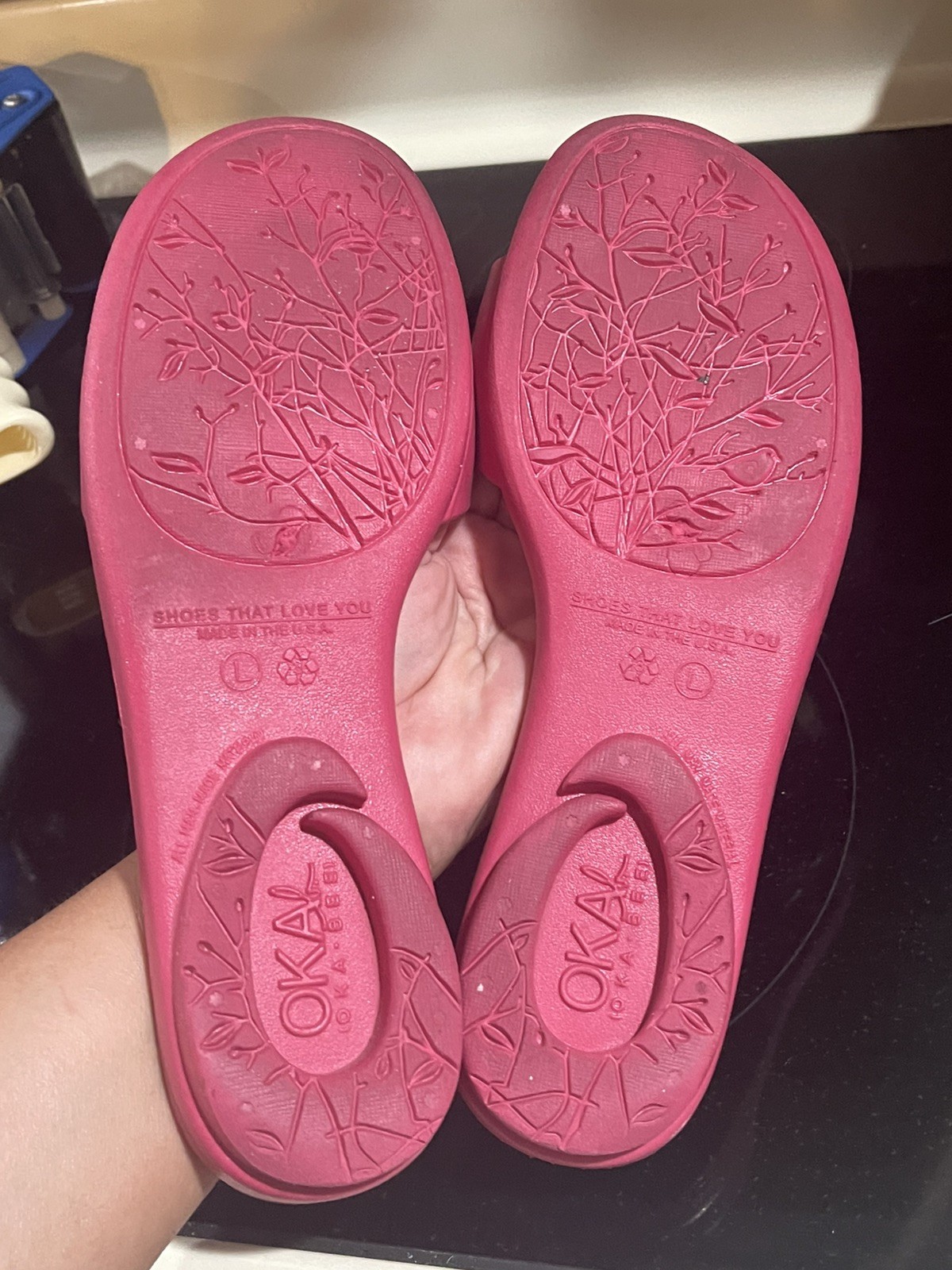 Oka B Bee Vegan Slides Hot Pink w/ Bows Slides Flip Flop Sandals Size large