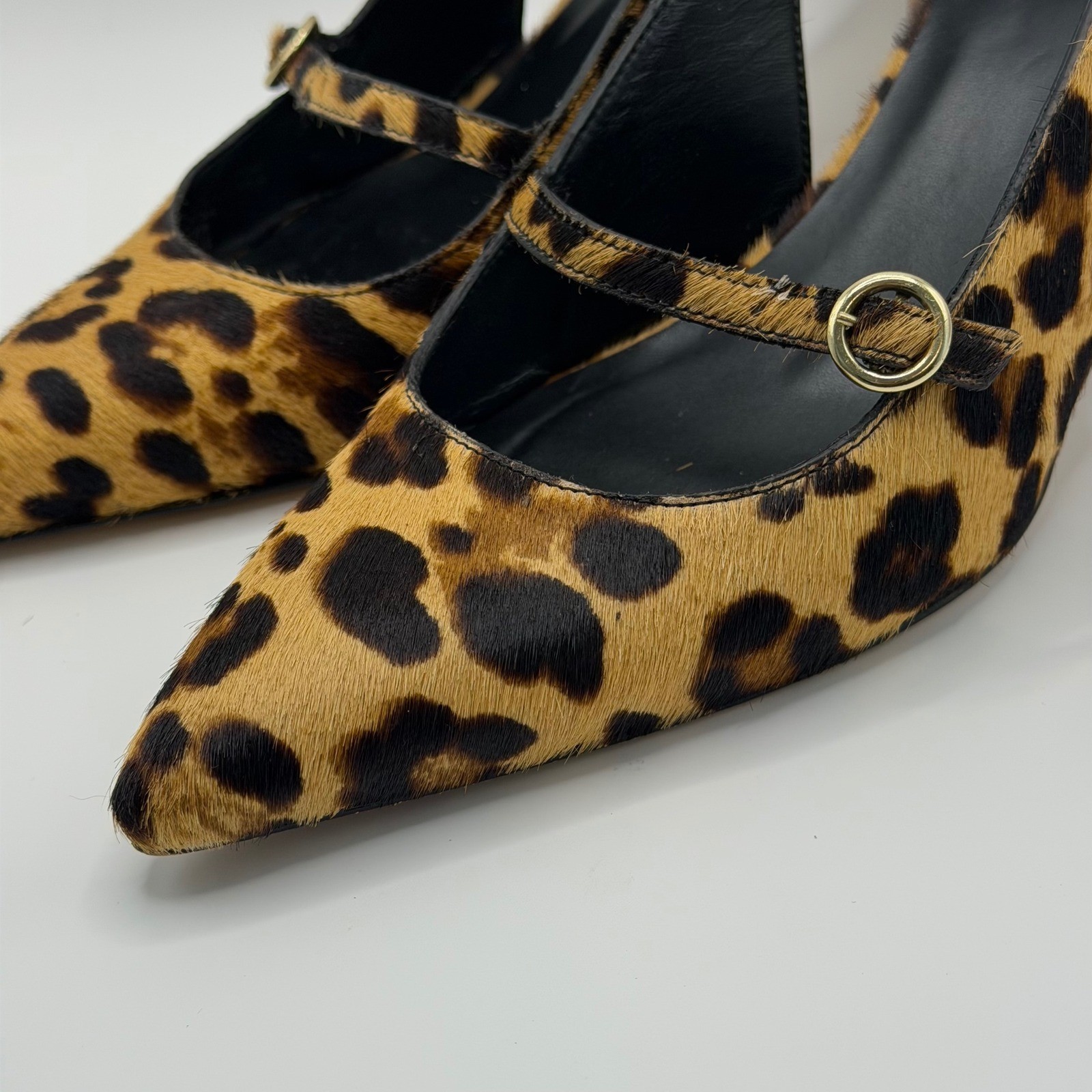 J.Crew Leopard Calf Hair Slingback Pumps Pointed Toe Kitten Heels 7.5