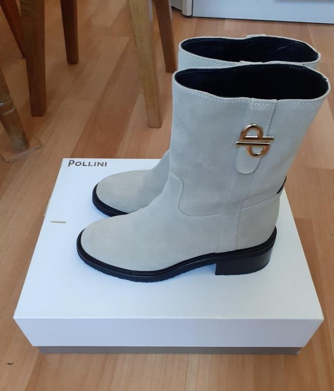 Women Pollini Boots Grey Suede 37.5