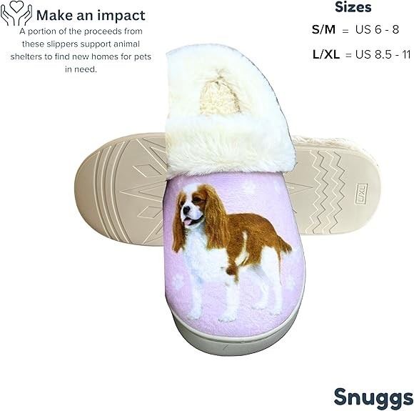 Cavalier King Charles Memory Foam Slippers for Pet Lovers, NWT- L/XL-Free Ship