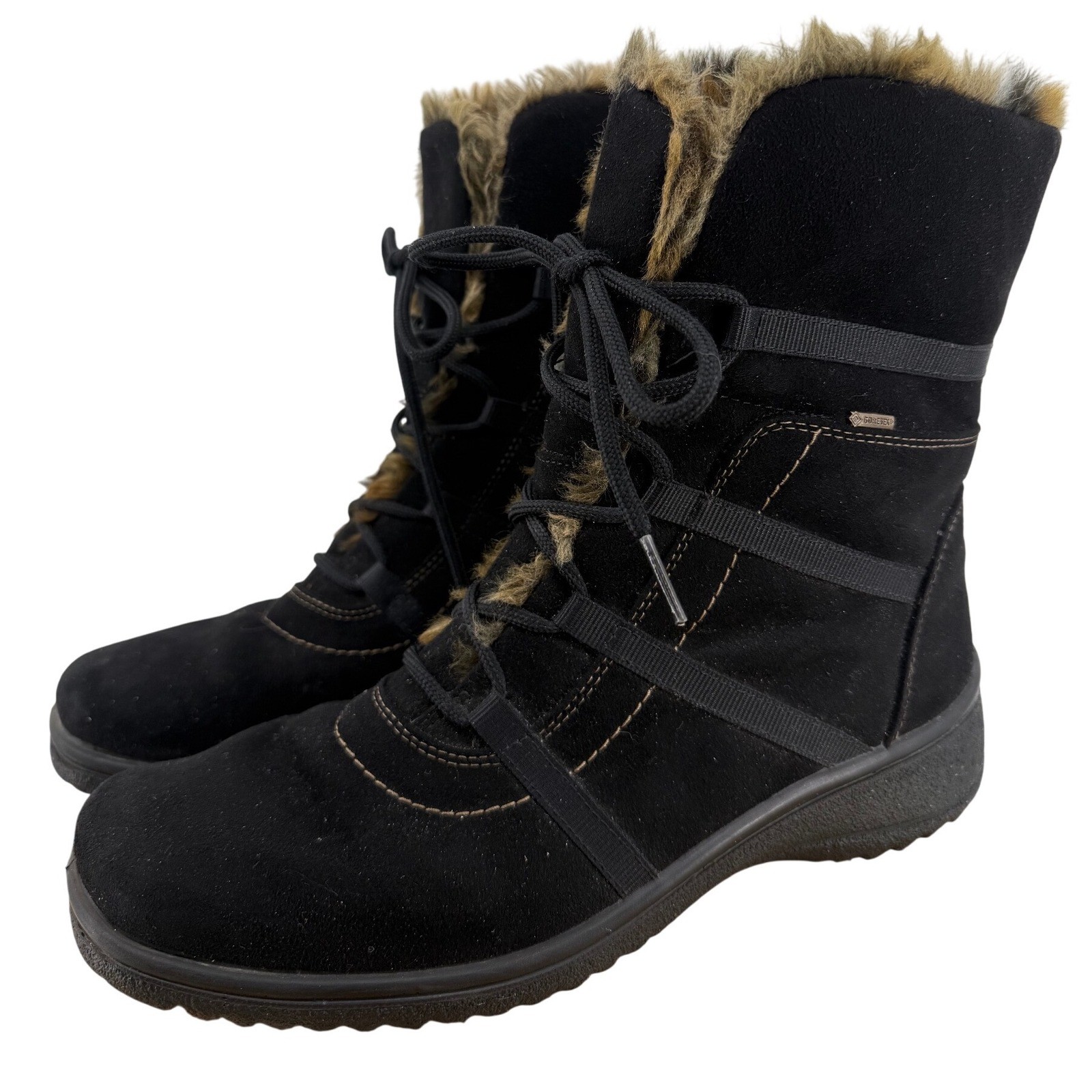 Ara Magaly Waterproof Gore-Tex Black Suede Faux Fur Lined Women Size 6