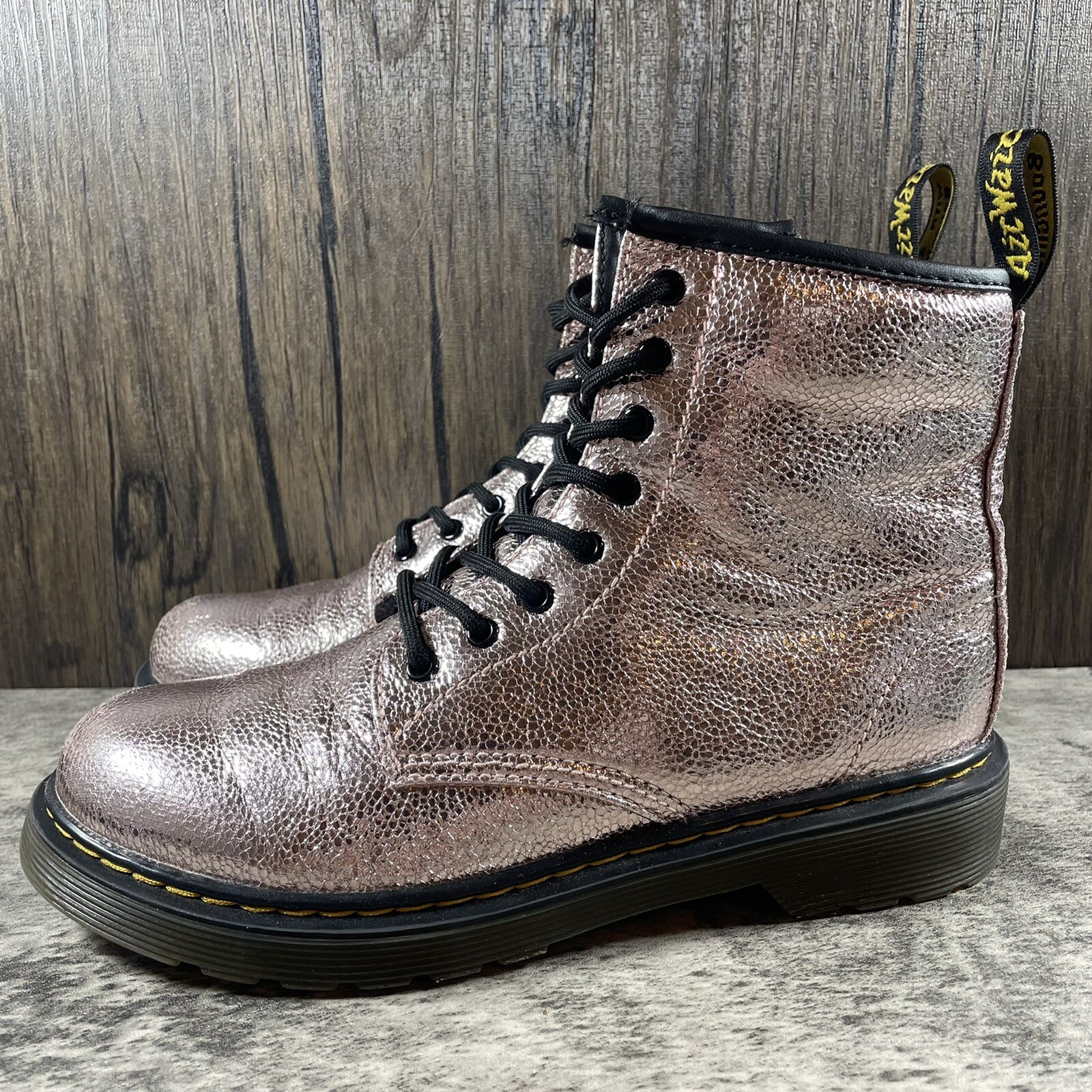 Unisex Dr. Martens 1460 Glitter J Boots Dark Pink Lace Up Zip Women’s Size 5