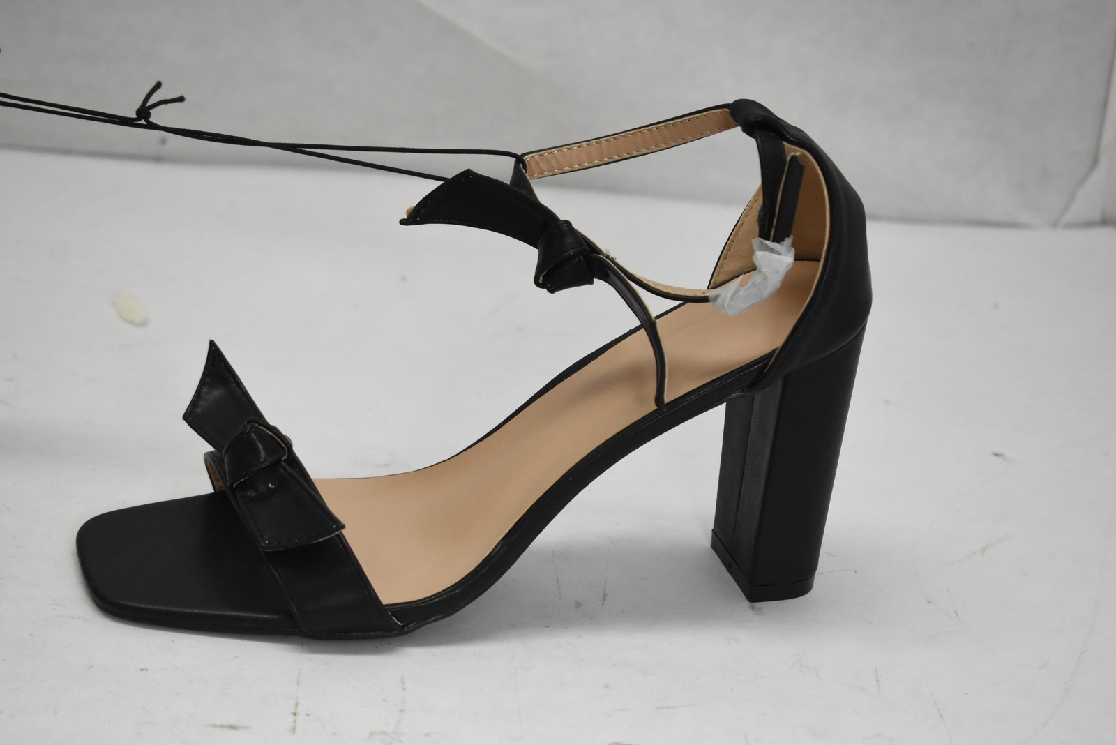 Strappy Block Heel Dress Sandals Shoes Womens Size 11 Black Bow Open Toe Ankle