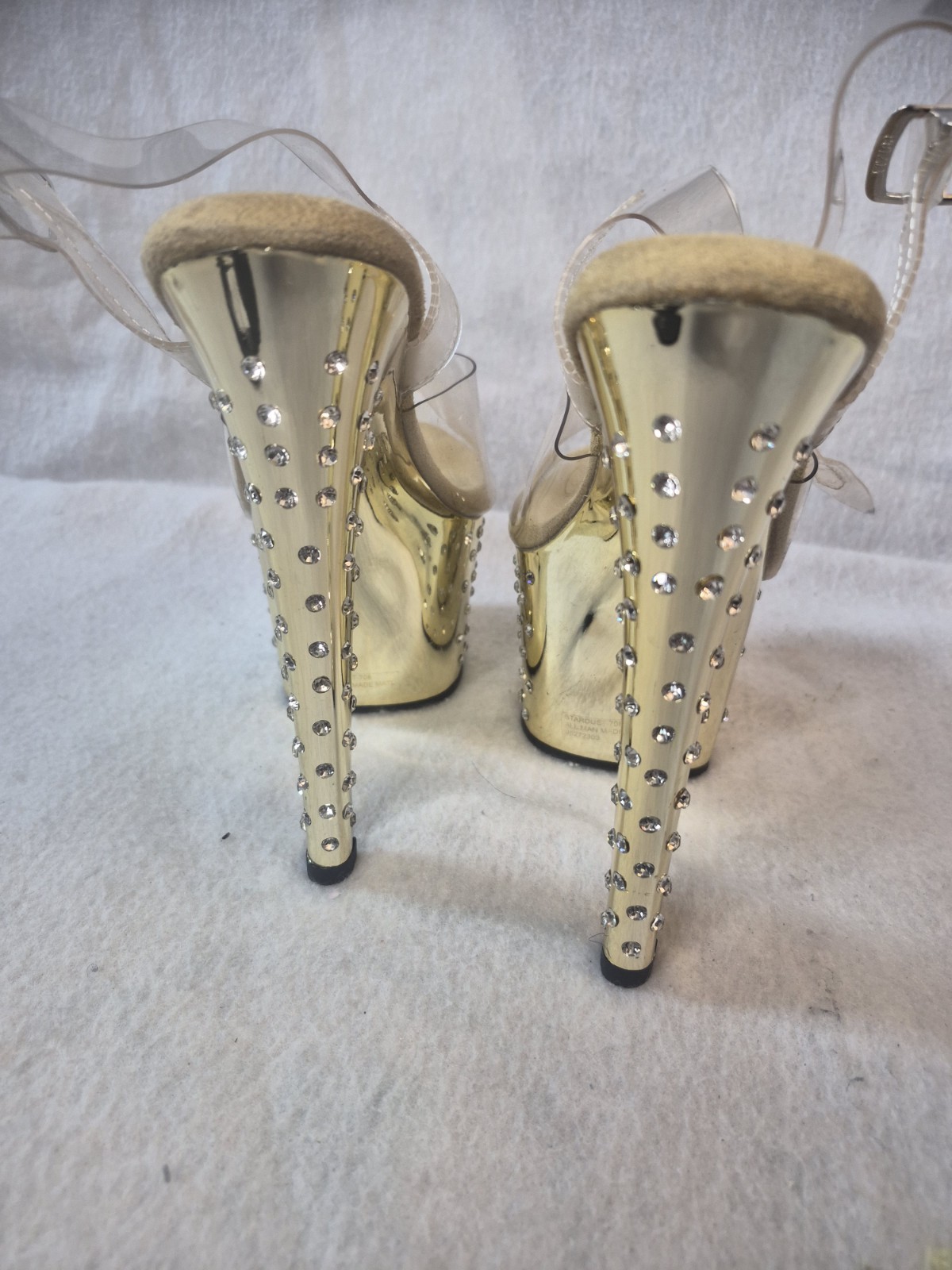 PLEASER STARDUST-708 Women’s 7″ Heel R/S Studded Chrome Platform Ankle Shoes 5.5