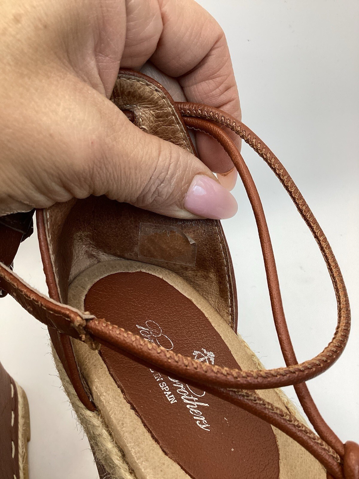 Brooks Brothers Size 9 Brown Leather Jute Espadrille Gum Sole Wedges