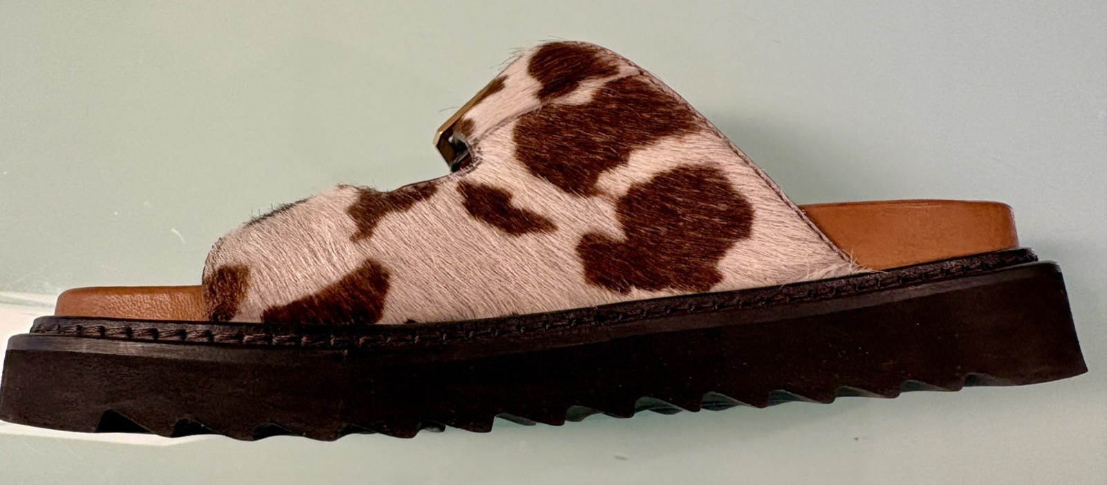 Zadig & Voltaire Cecilia Alpha Cow Print Calf Hair Slide Sandals EU 37 US 6.5