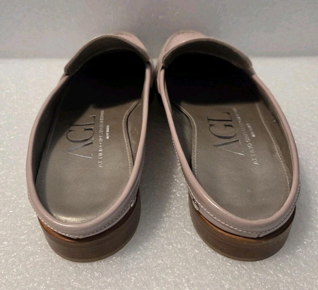 Attilio Giusti Leombruni AGL Penny Loafers Mule 39 Stud Trim Pale Raby Nude