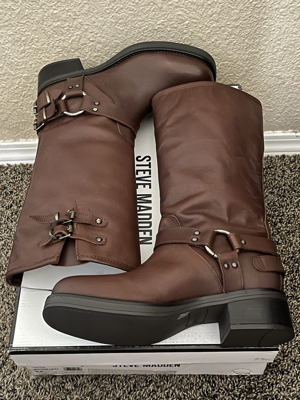 Steve Madden Women’s Astor Brown Color Leather Boots Size-9.5