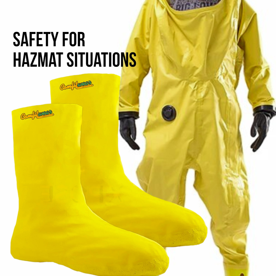 Haz-Mat Yellow Latex Nuke Boot Cover Over The Shoe(2X-LARGE)