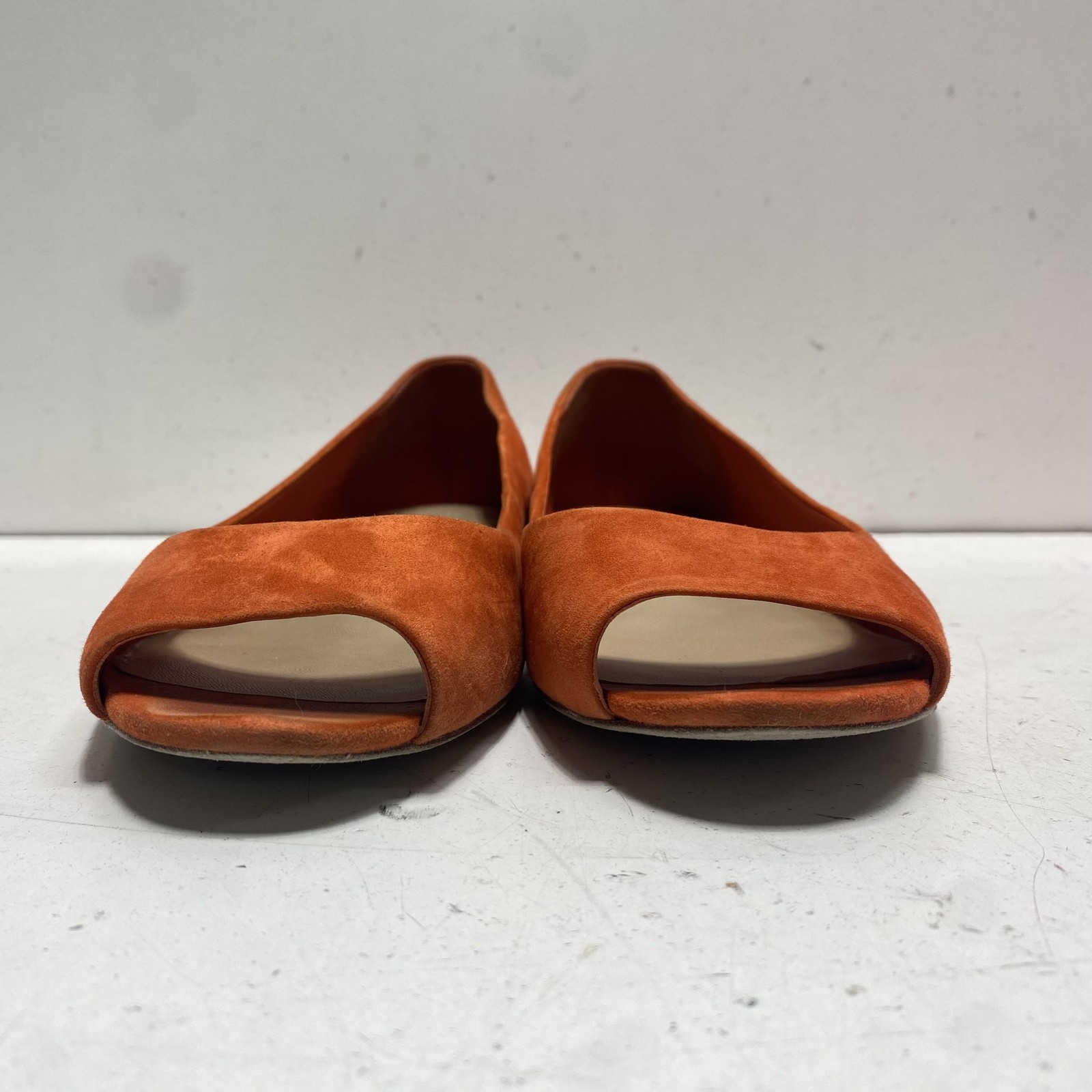 Tory Burch Sophie Orange Suede Peep Toe Flats Women’s Size 10M
