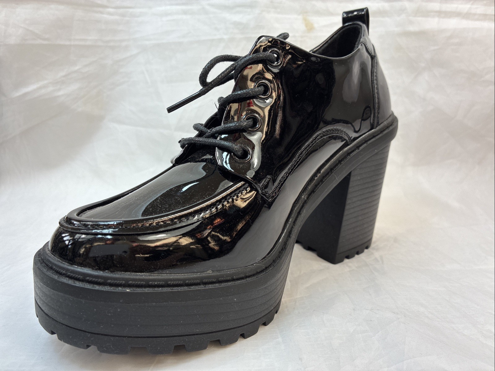 FOREVER STATE-PATENT-OXFORD CHUNKY PLATFORM 4″ Hi-Chunky Block Heel Women PUMPS