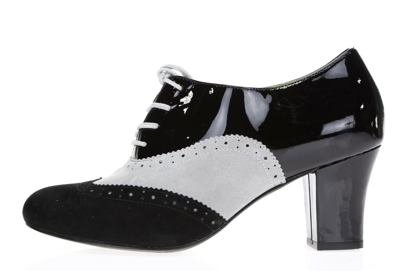 Shoes Of Prey Womens Black Gray Suede Patent Leather Ankle Booties Shoes Sz 38.5