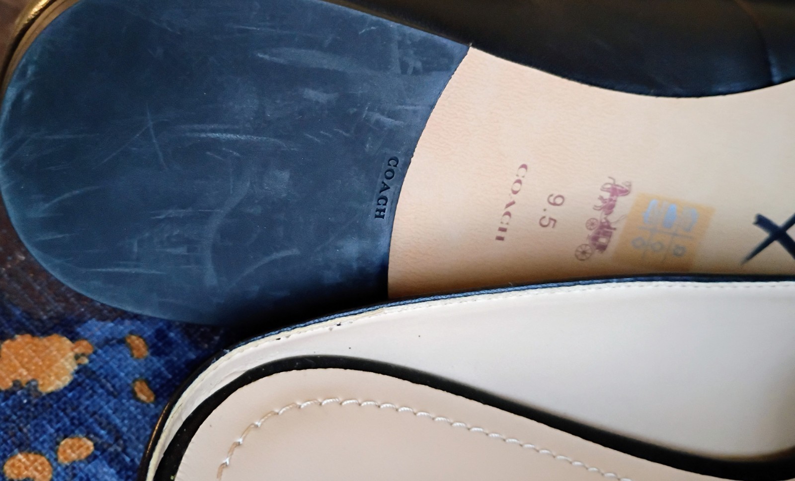 Coach Sienna Shoes Leather Slide Size 9.5 B Black with Gold Logo
