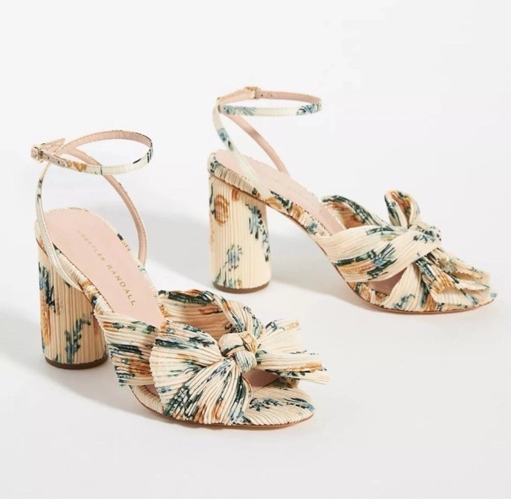 Loeffler Randall Camellia Pleated Bow Heels in Nova Floral Size 9 B