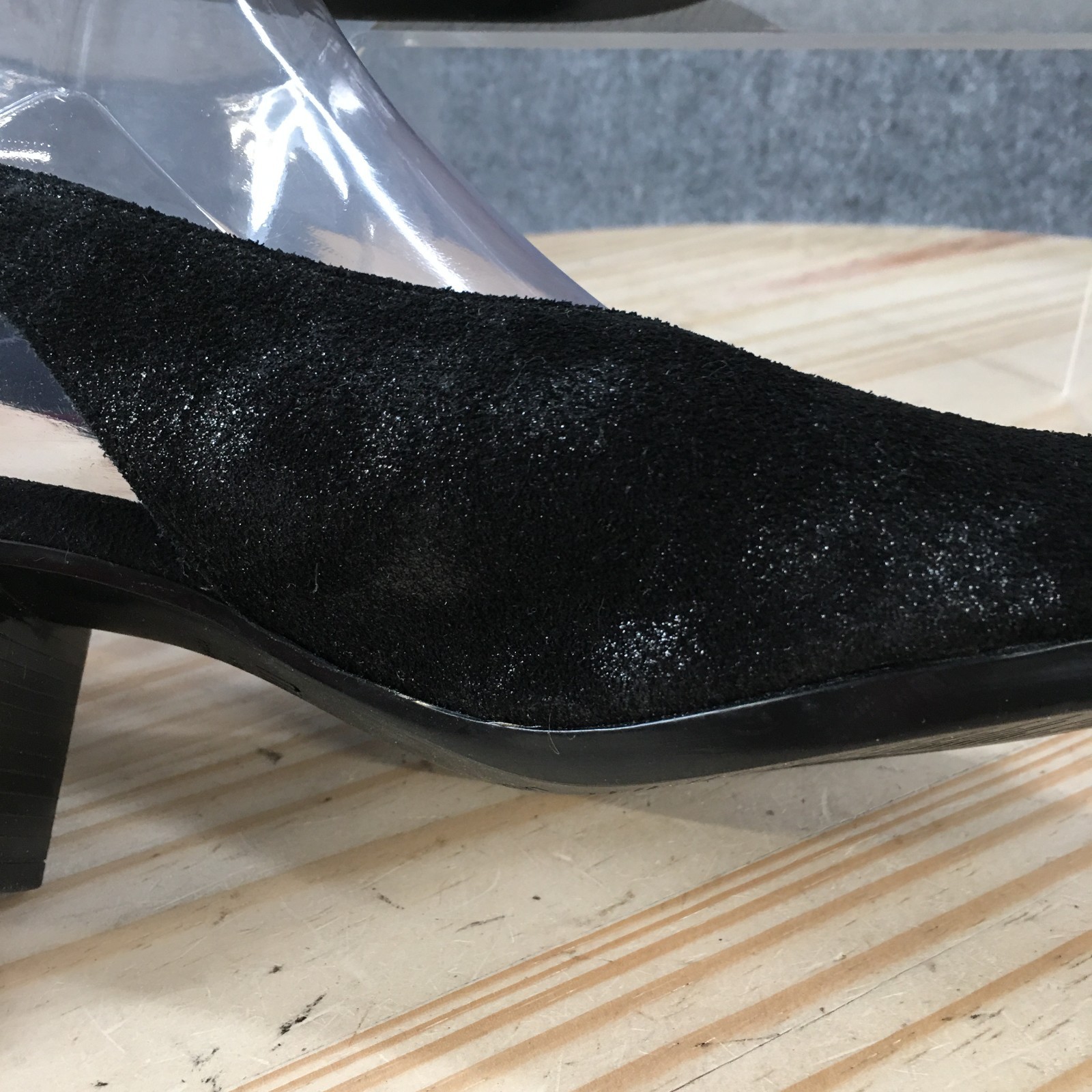 Munro Rochelle Sandals Womens 8.5 Wide Slingback Peep Toe Block Leather Black