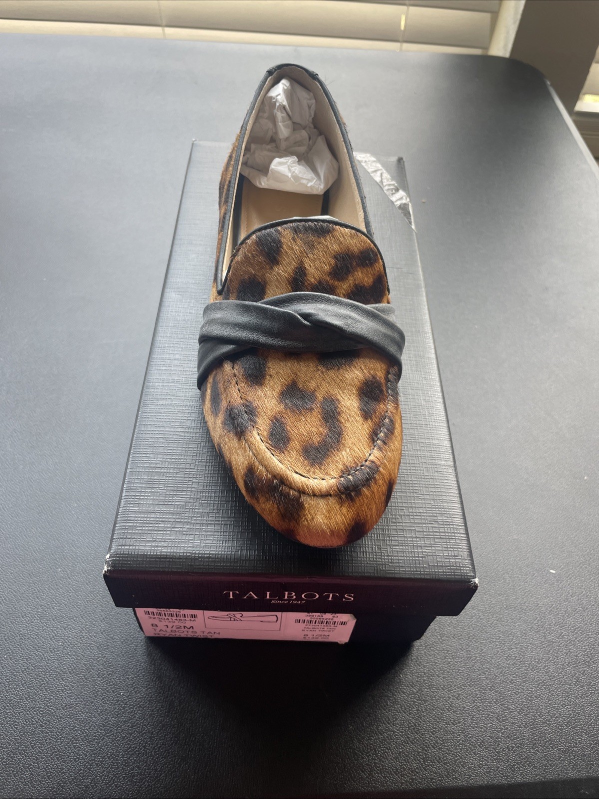 Talbots Ryan Twist Nappa Leather Leopard Calf Hair 8.5
