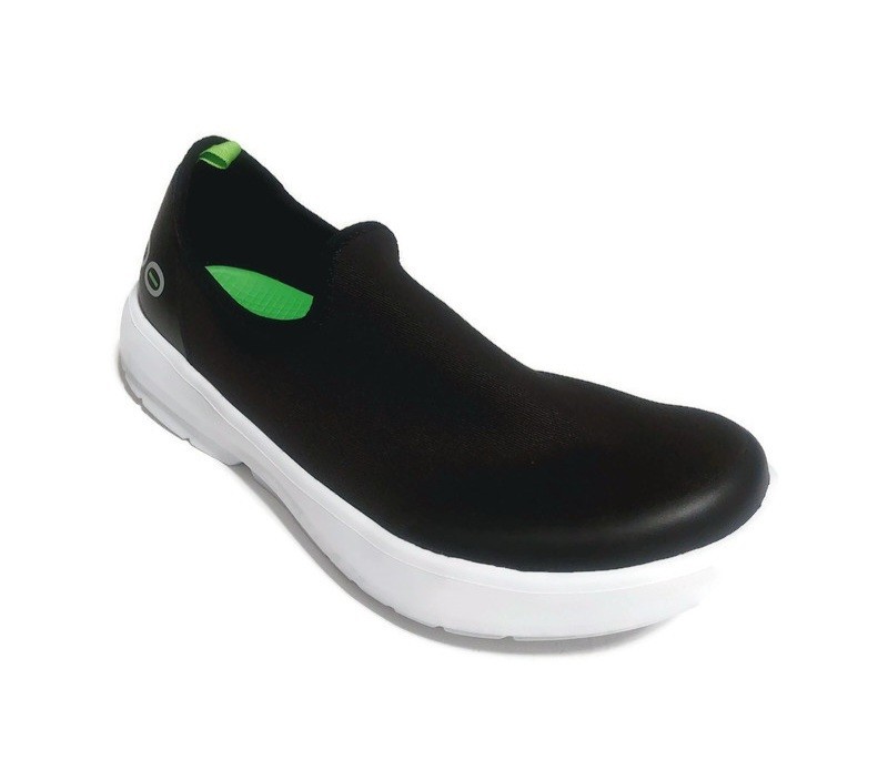 Oofos Oomg Eezee Recovery Walking Shoe Womens Size 9.5 Black White Slip On Shoes