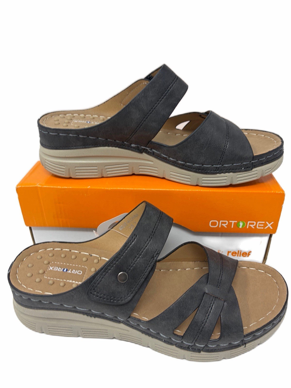 ORTOREX Women’s Orthopedic Slip-On Slide Sandals Adjustable Strap Size 7 Black