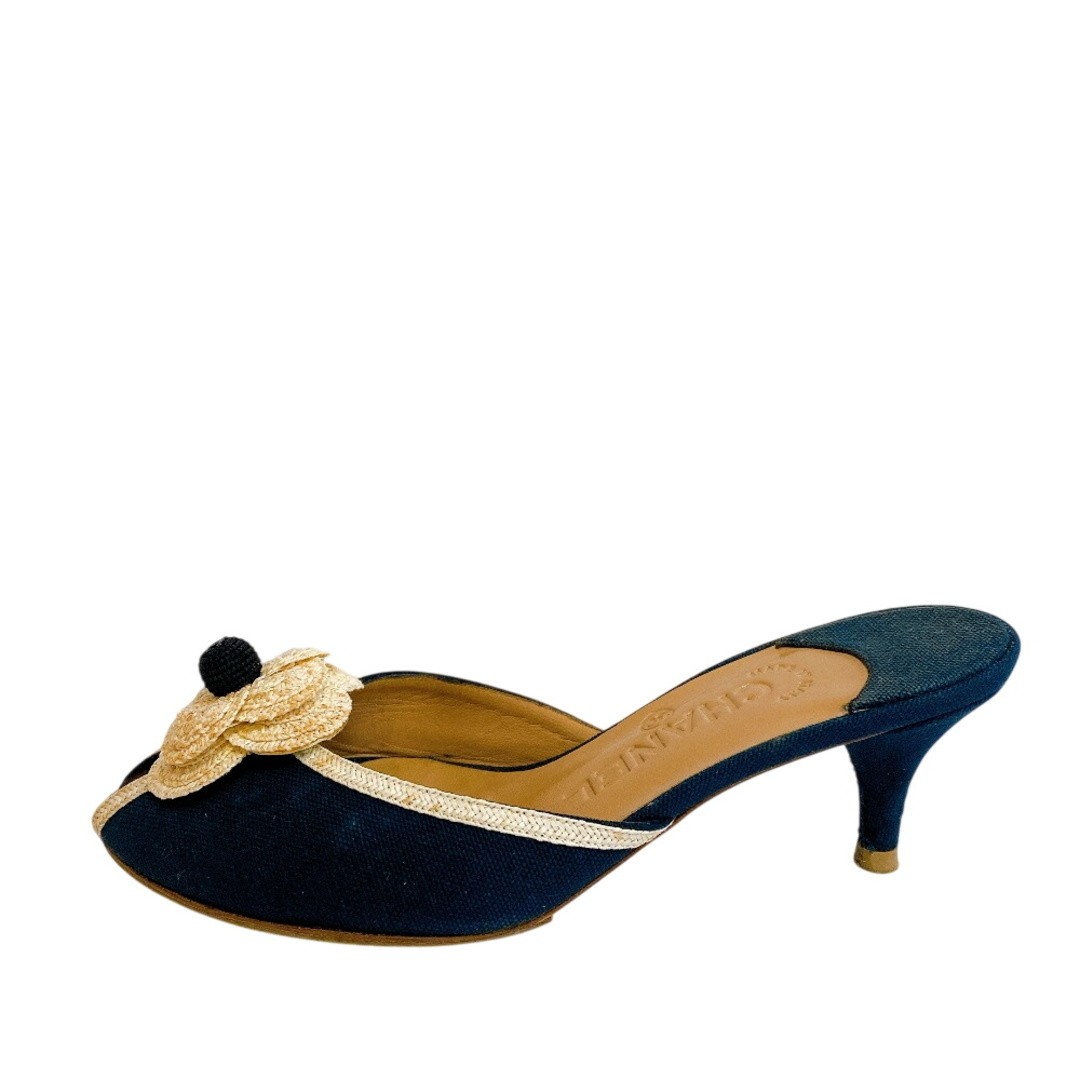 CHANEL Camellia Cocomark Mule Canvas Black Women’s Size EU35.5/US5
