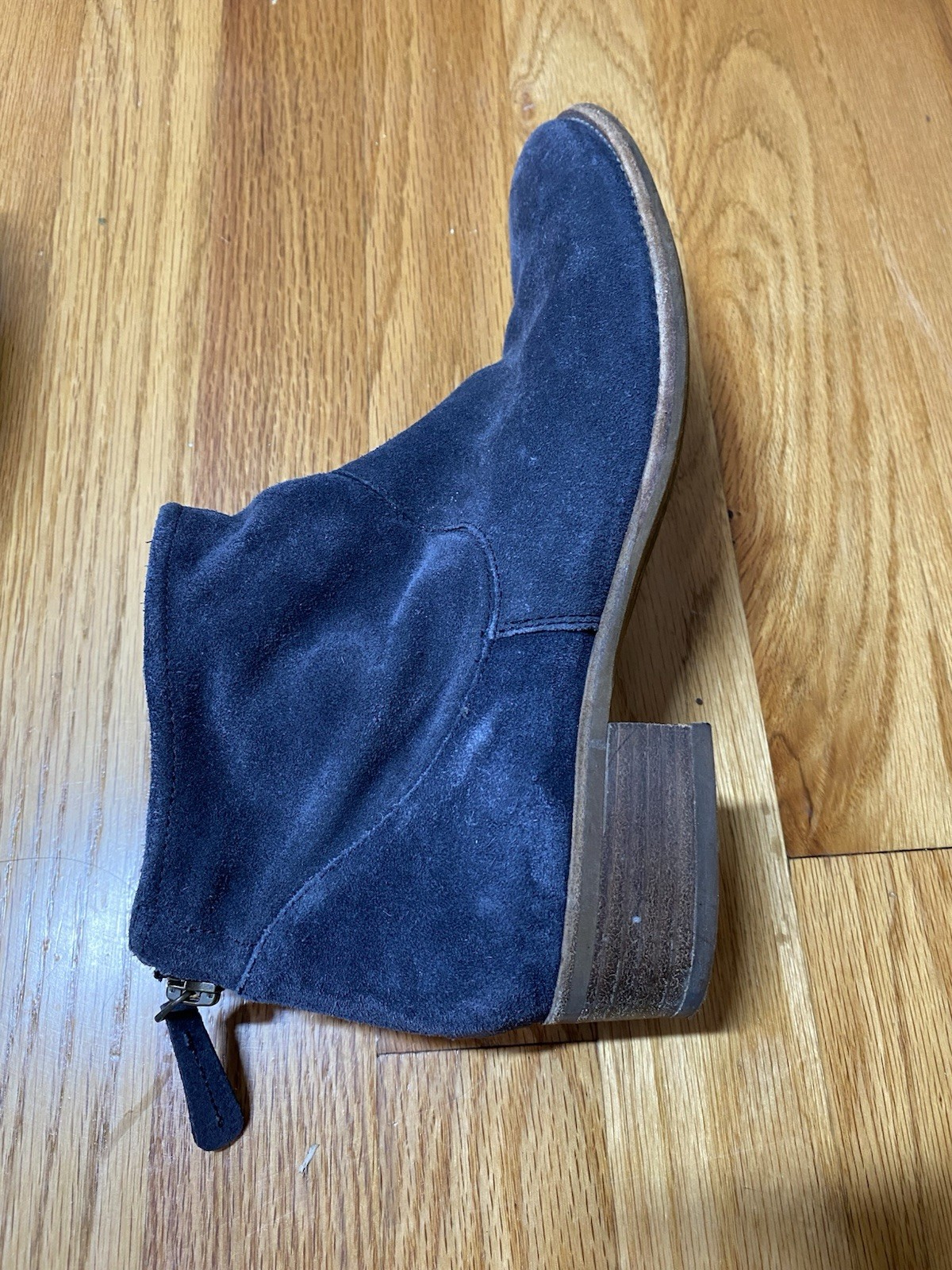 PAUL GREEN Navy Blue Suede Ankle Botties with Side Zipper Size US 8.5 NARROW