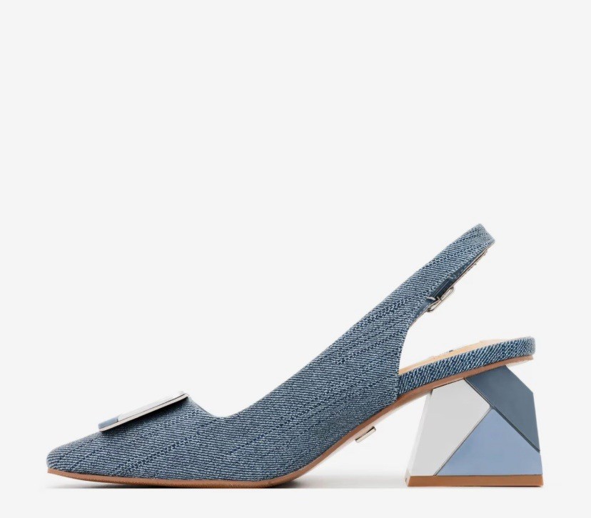 Ninety Union Sally Slingback Block Heel in Denim Blue (Size 10)