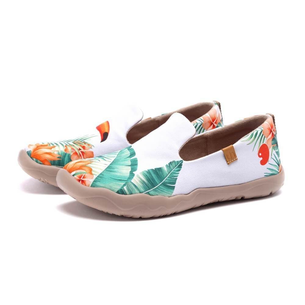 Women Size 5-12 UIN Slip On Canvas Comfortable Shoes Loafers «Tropical Vibe»