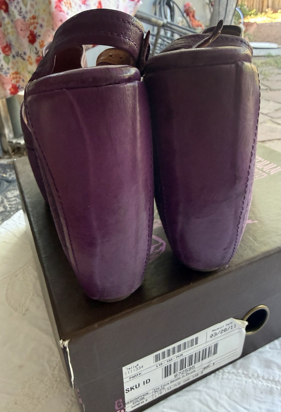 Gee Wawa Purple Torino Mega Platform Wedge Sandals Sz 9 Chunky Boho Goth RARE