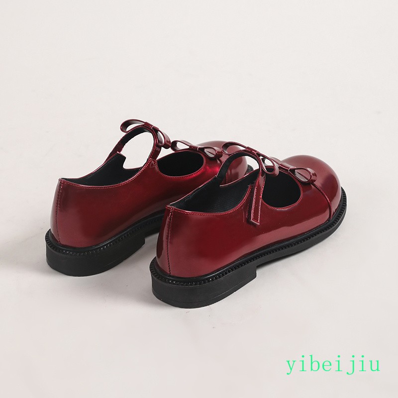 Womens Ladies Mary Jane Leather Shoes Bowknot Patent Leather Casual Loafers New