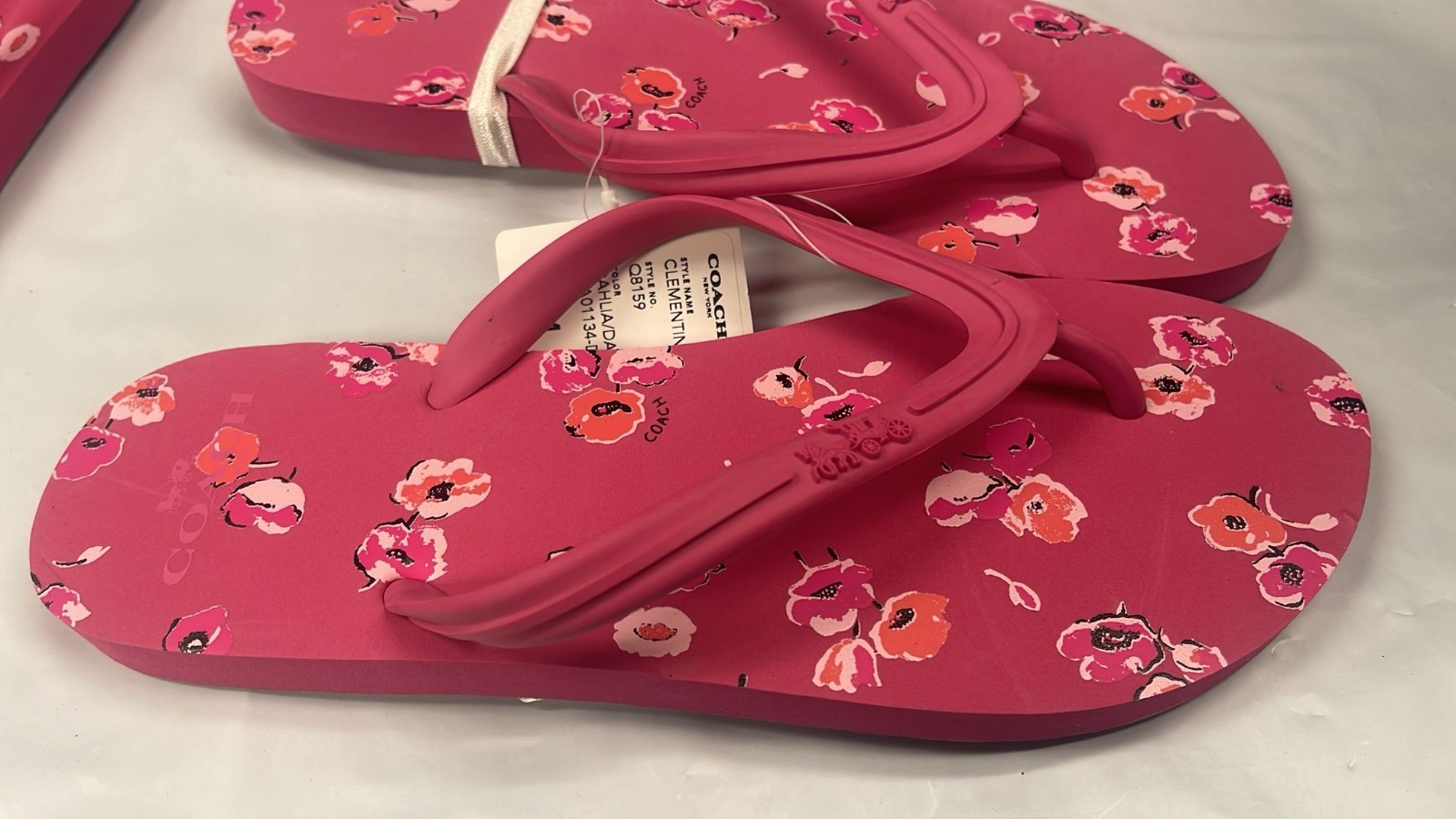 Coach Clementine Rubber Multi Stripe Flip Flops Women’s Size 7 Dahlia NWT