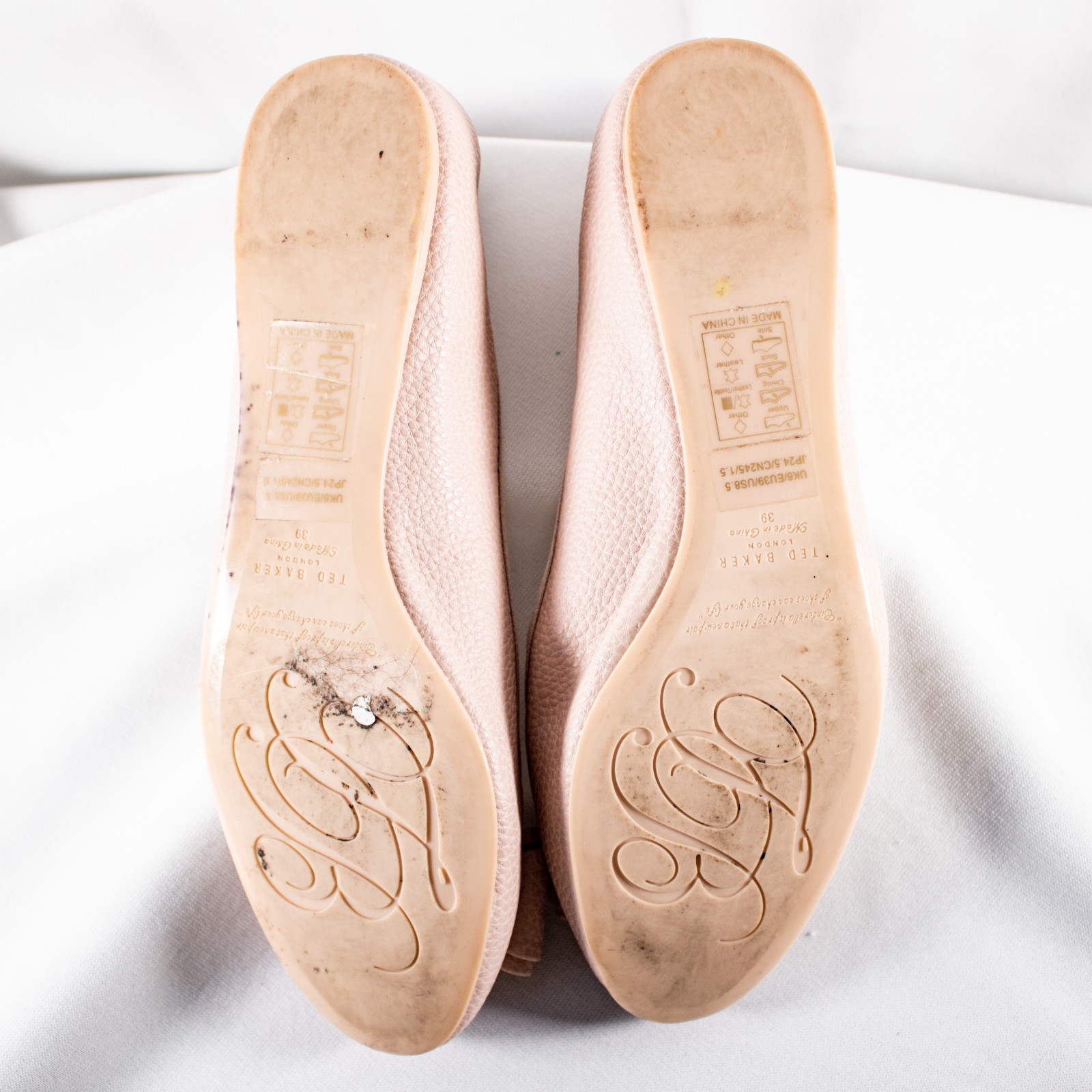 TED BAKER IMMET Pink Lavender Logo Women Flat Ballerina Bow Shoes Size 8.5
