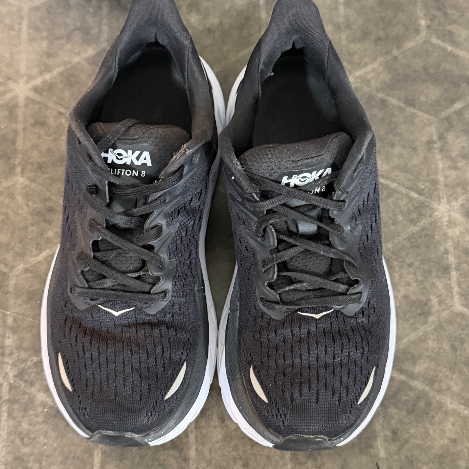 HOKA One One Clifton 8 Running Shoes Women’s US 5B Black White Athletic Sneakers