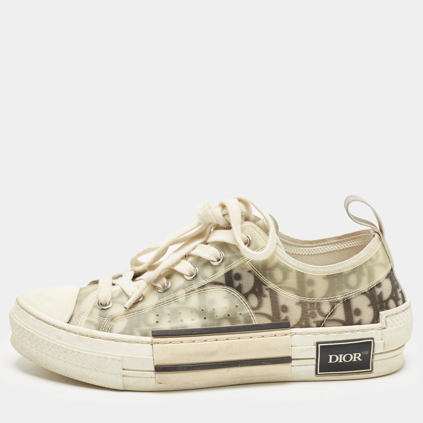 Dior B23 Size 37.5 Grey Mesh and Rubber Lace Up Sneakers