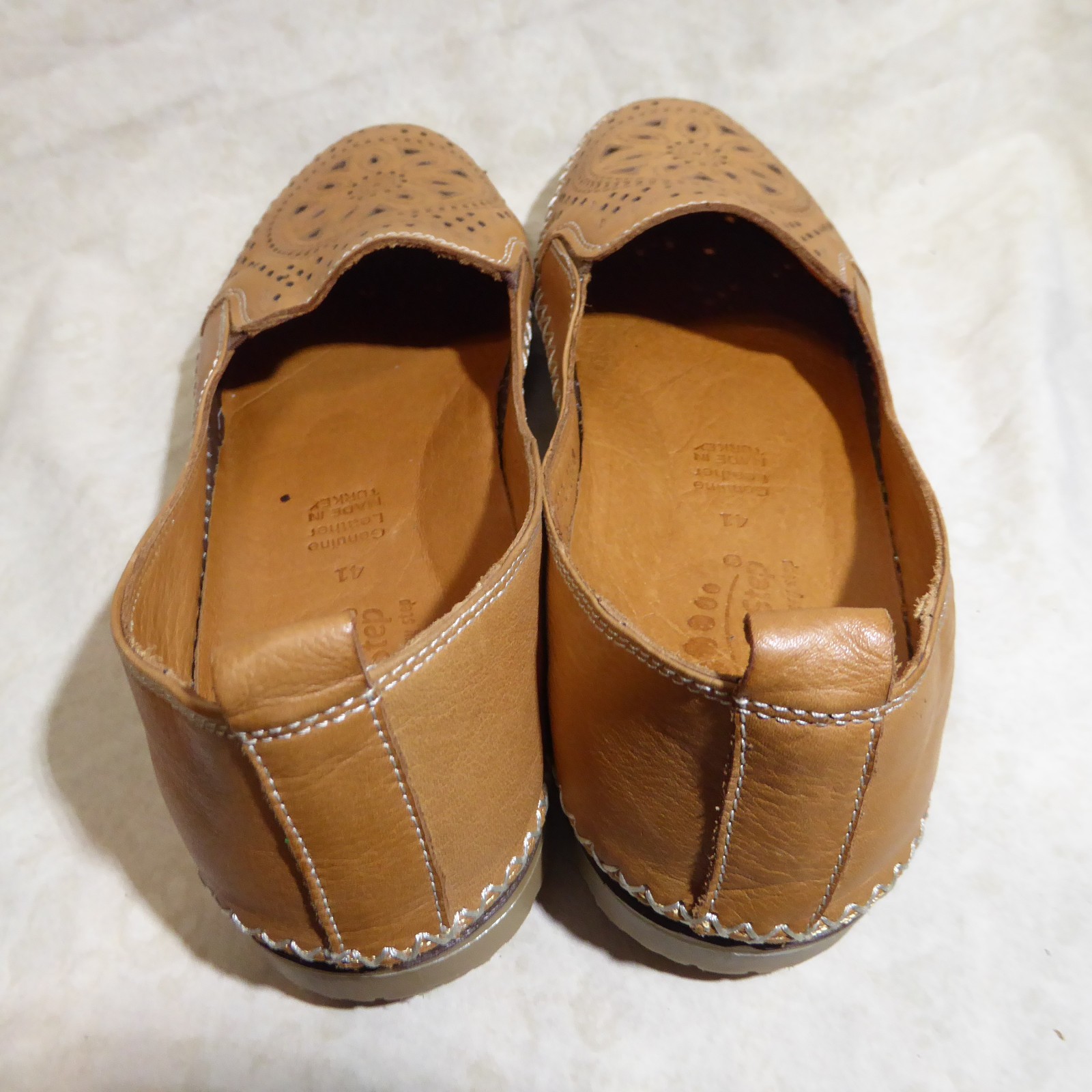 🩰 Spring Step Ingrid Loafer Flats sz 10 M (41) Laser Cut Whiskey Brown Leather