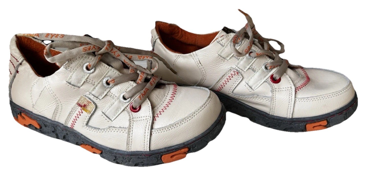 TMA Eyes Leather Comfort Shoes Womens 9 Beige Orange Lace Up Walking