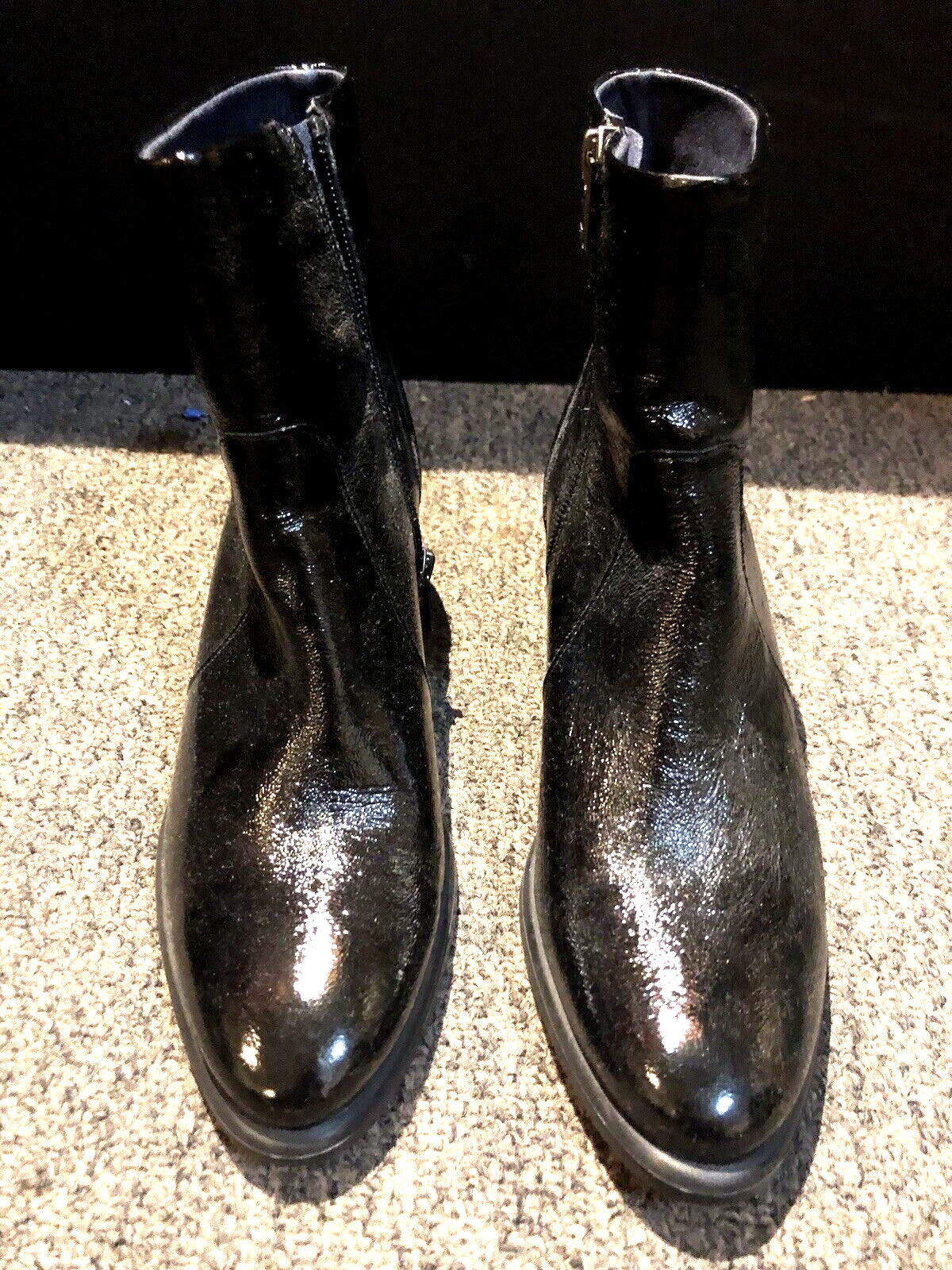 $378 msrp LEXI BOOT black shinny 36 eu 6 USA zip DK DORKING Spain leather