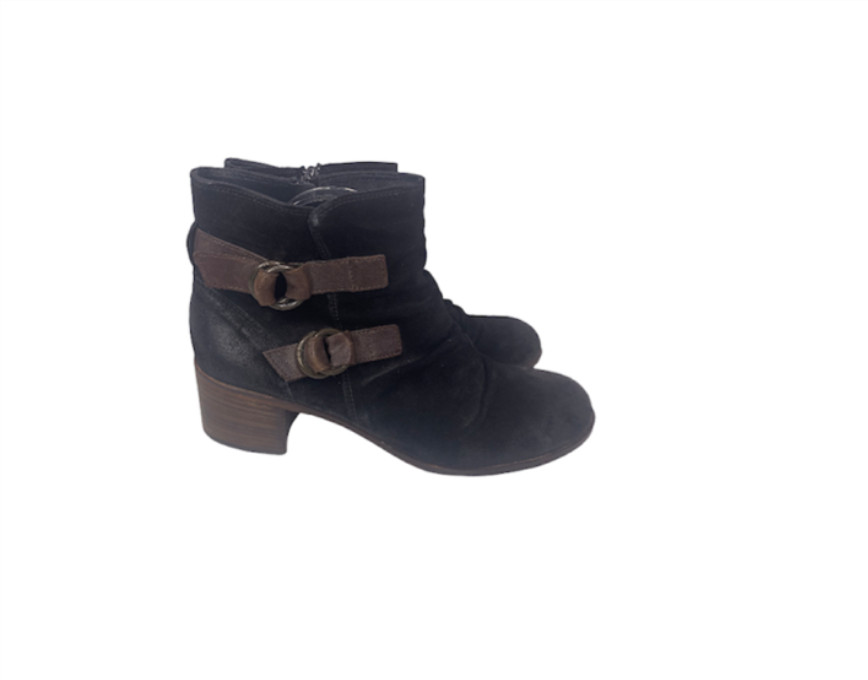 Paul Green black and brown suede leather ankle boots size 9.5