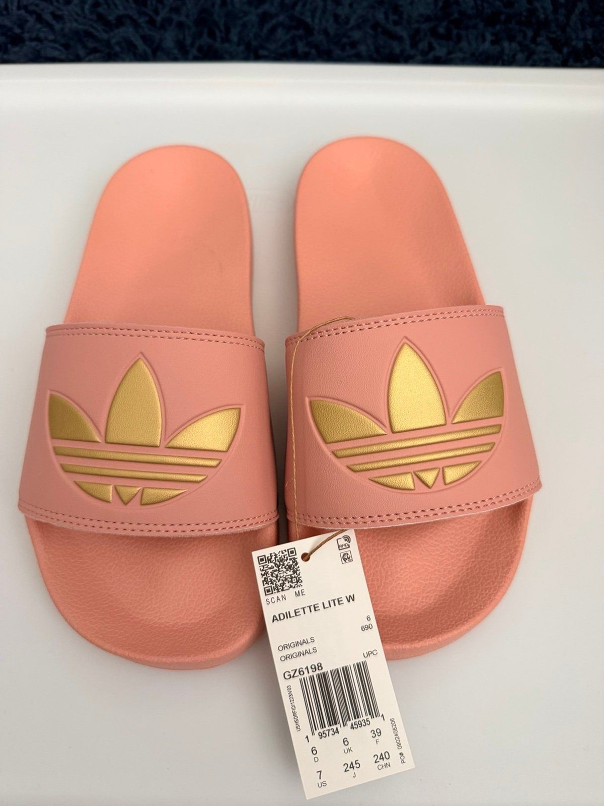 NEW Adidas Adilette Lite Women’s Slides – Wonder Mauve /Metallic Gold US Size 7