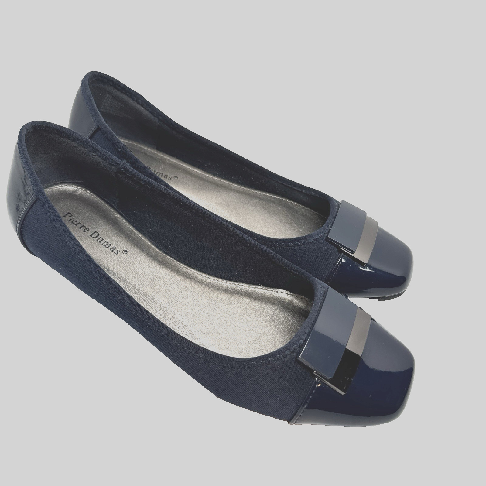 Pierre Dumas Navy Blue Ballet Flats Square Toe Buckle Women’s 9M