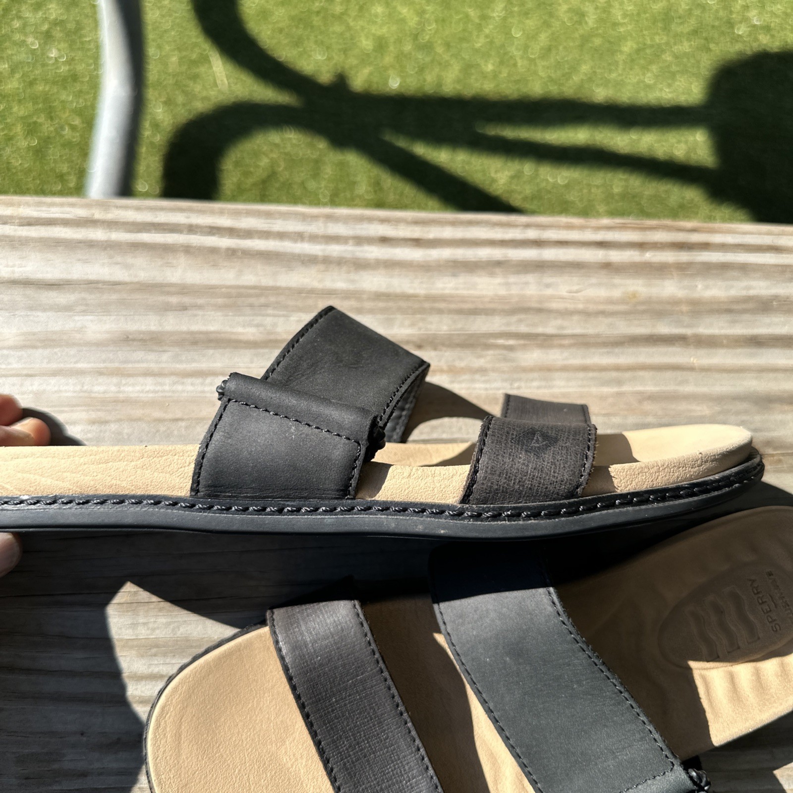 NEW SIZE 6M Sperry Top Sider Womens Black Sandals Shoes Nice Dock Boating