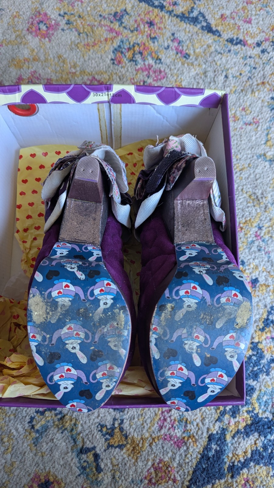 IRREGULAR CHOICE (39 / Size 8) Sweety Bird Platform Heels Petal Purple Suede