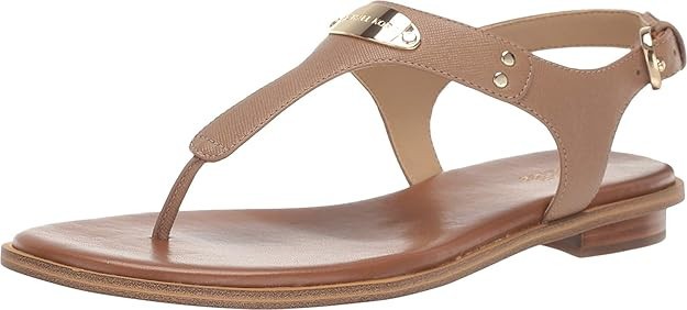Michael Kors MK Plate Thong Slide Sandal, Dark Khaki or Vanilla