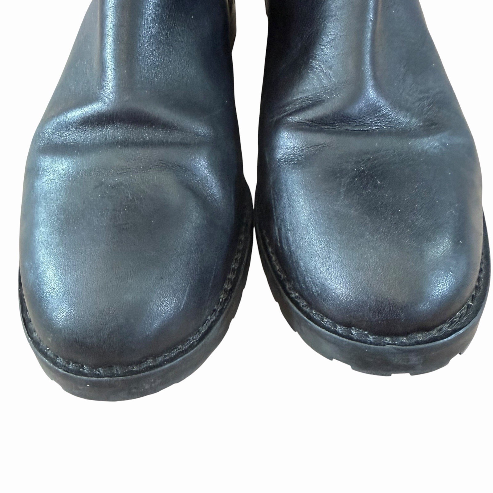 Fabianelli Black Leather Suede Faux Fur Boots Italy Womens 41 US 10 Moto Biker