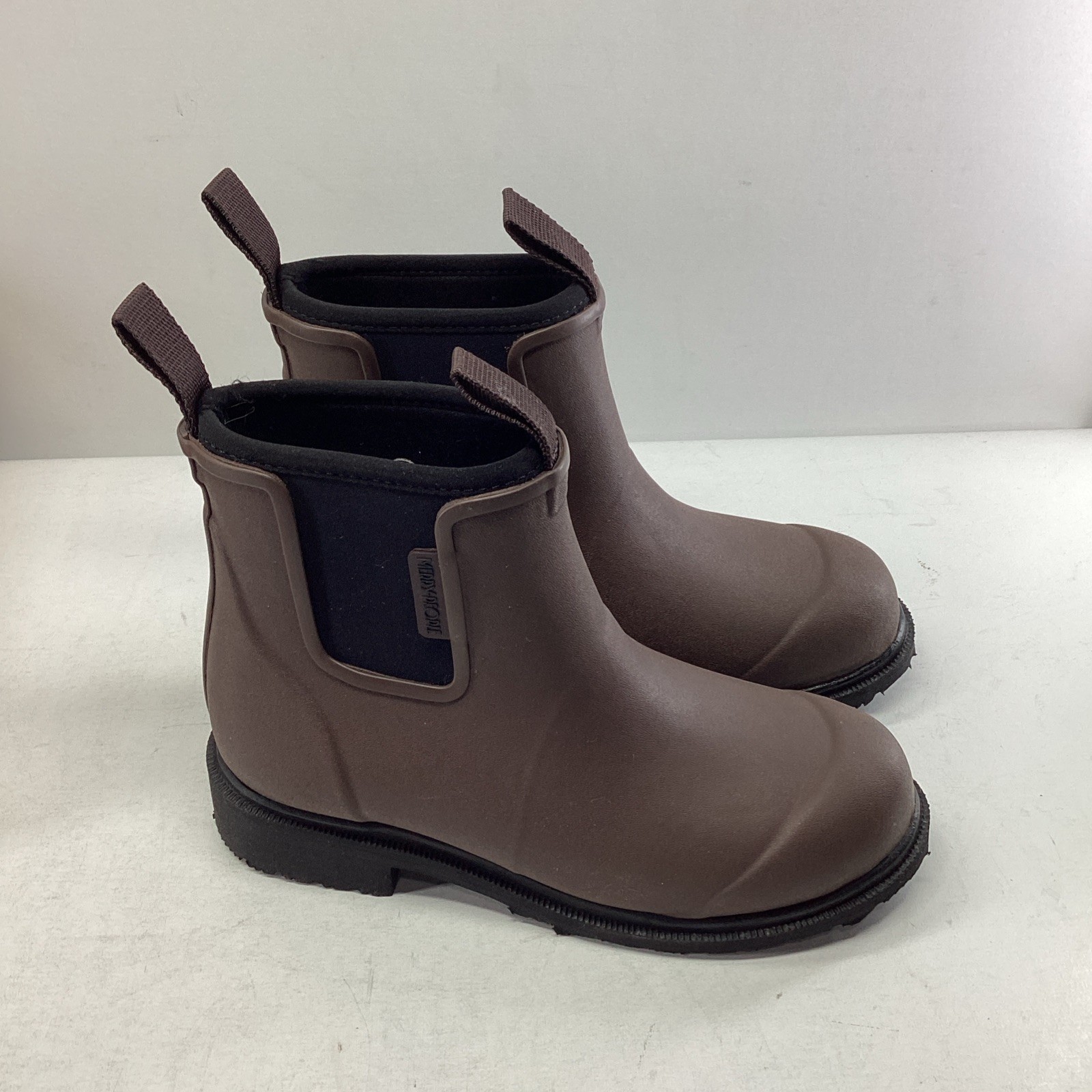 Merry People Bobbi Ankle Rain Boots Chocolate/Black US M4 W5