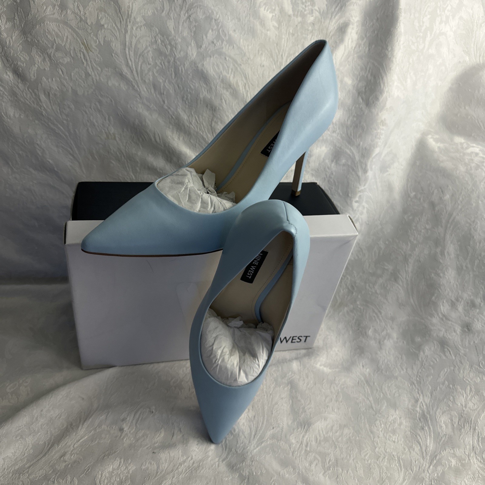 NINE WEST EZRA POINTED TOE PUMPS MEDIUM BLUE 420 SZ 12 MED BNIB