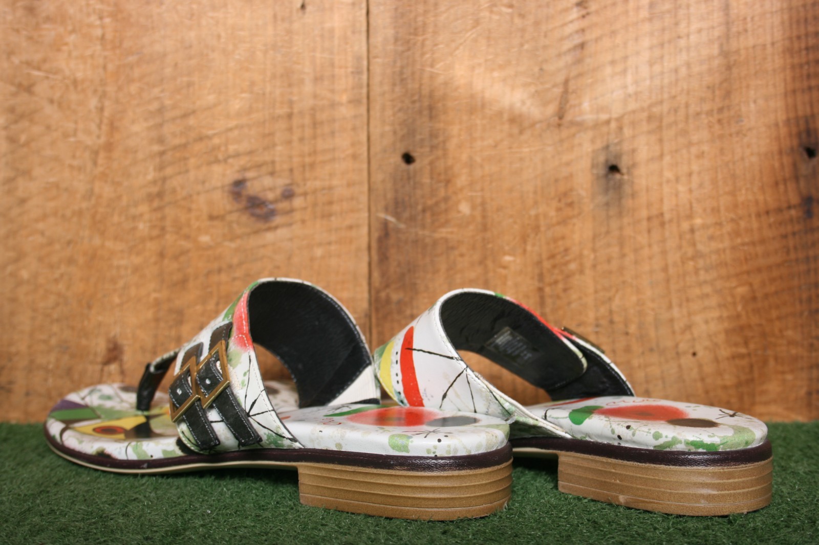 Icon Los Angeles Wearable Art Shoes ‘Miro Singing Fish’ Thong Sandals Sz. 8