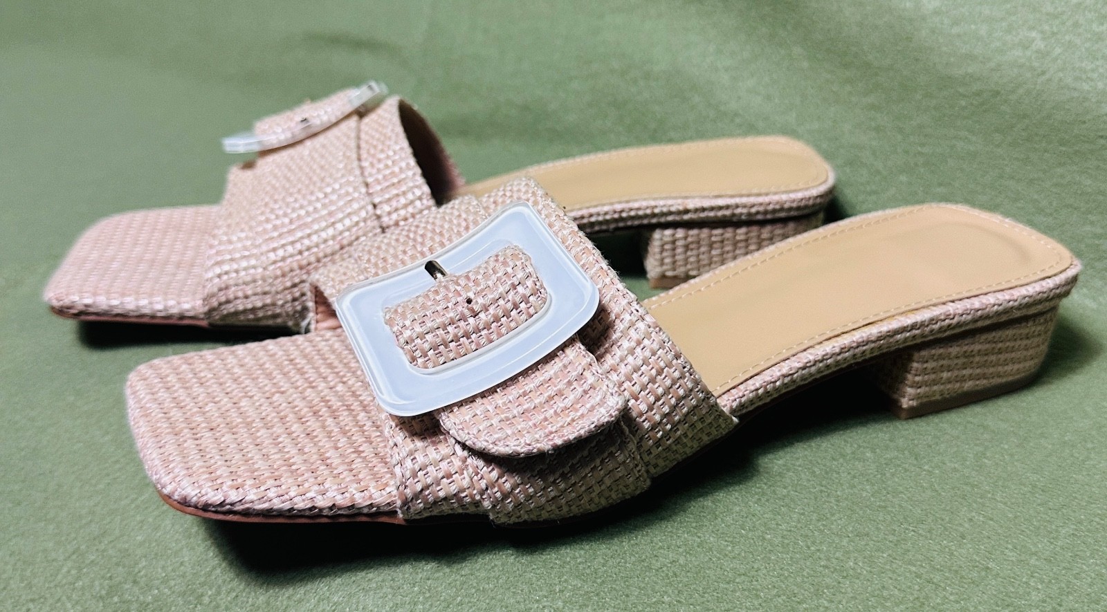 Raffia Woven style Sandal Slide Buckle Flat Size 9