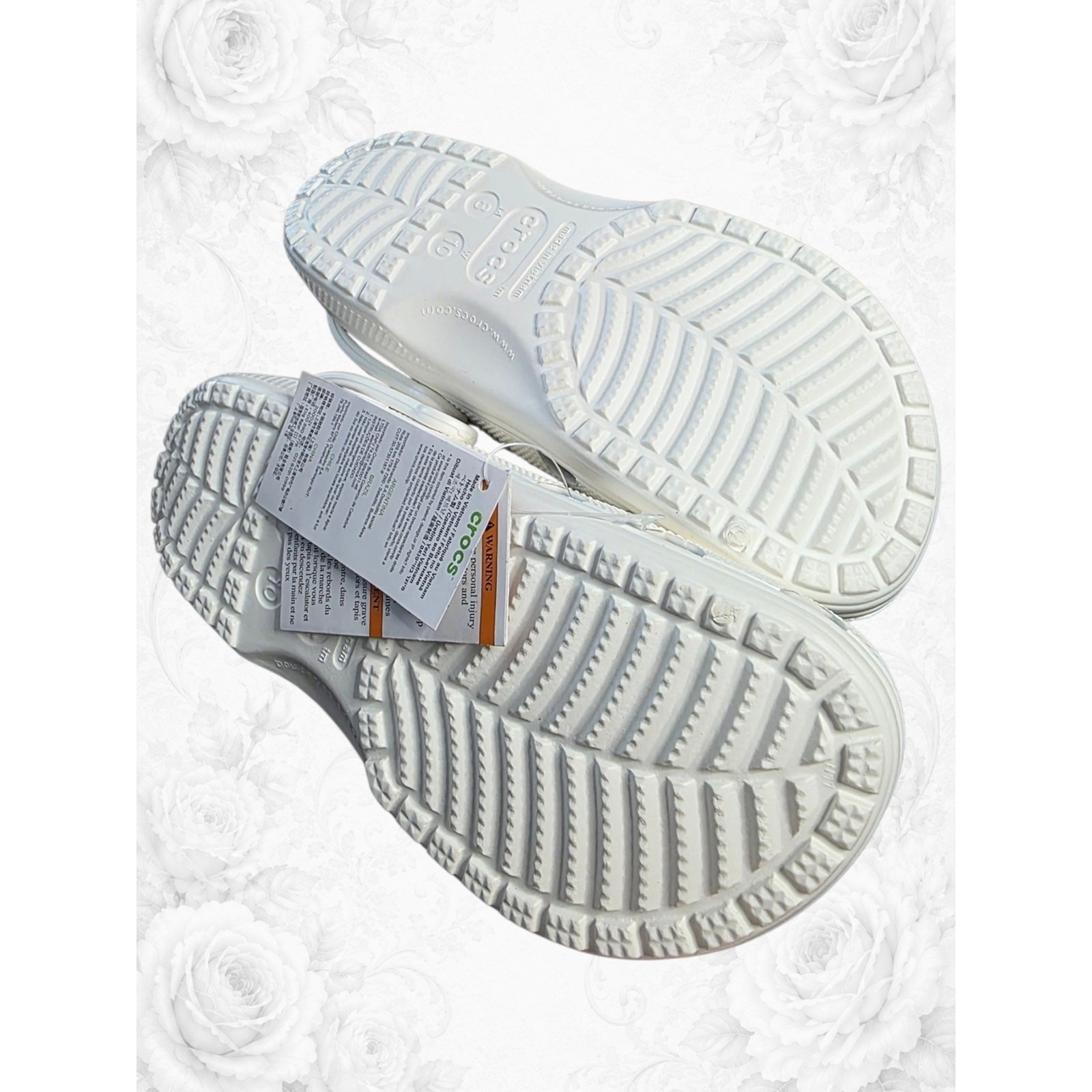 Classic Crocs Clogs Bone/Light Grey Unisex Comfort Shoes Size 8 M 10 W NWT