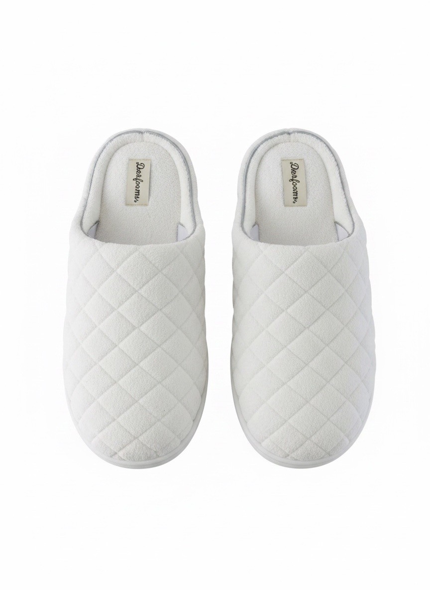Dearfoams Women’s Leslie Washable Memory Foam Terry Clog with Wide Widths Slippe