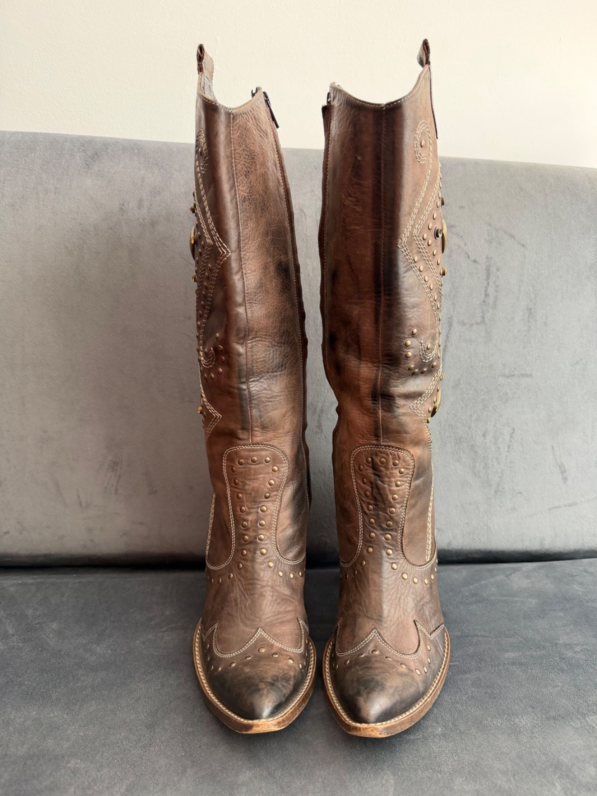 Navyboot Leather Cowboy Boots | Size EU 39 US 8.5 | Western Boho Style |